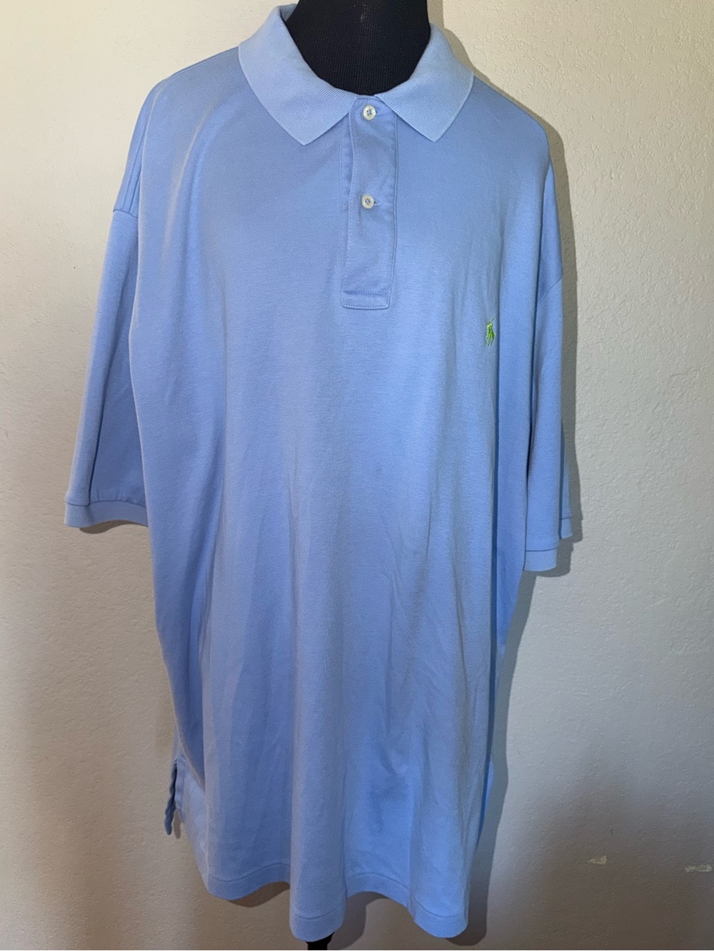 Polo Ralph Lauren Soft Cotton  Polo Shirt Mens XLT  Solid Blue GREEN EMBLEM